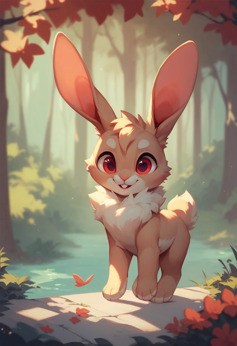 by kenket, by totesfleisch8, (by thebigslick, by silverfox5213:0.8), (by syuro:0.2), pokekid, eevee, fluffy boy, furry boy, male, smile, smiling, has a big pretty cock that is leaking precum, has animal paws for hands, 1boy, best quality, outdoors, high definition, cute,