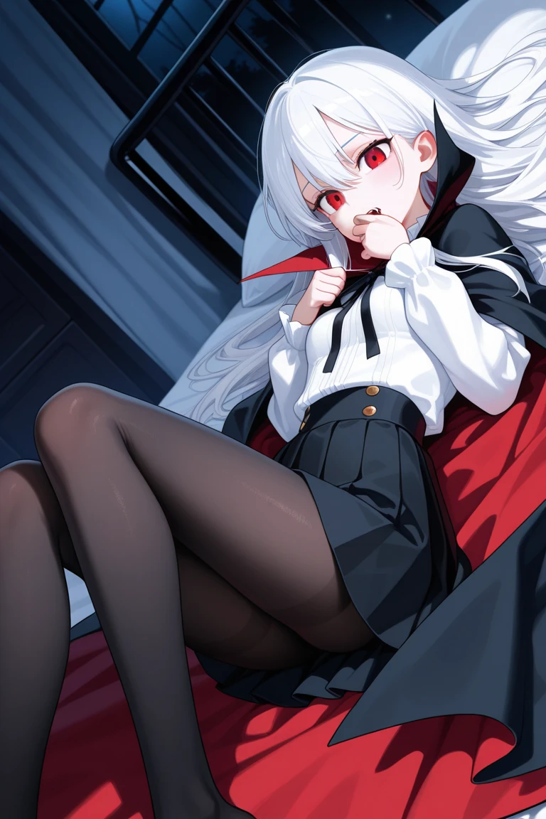 black lence stockings，high-heels，sitted，opening legs，is shy，Transparent underwear，soaking wet，Liquid runoff，red eyes，Arrogant，succubi，The demons，Stick out your tongue，Bad laughs