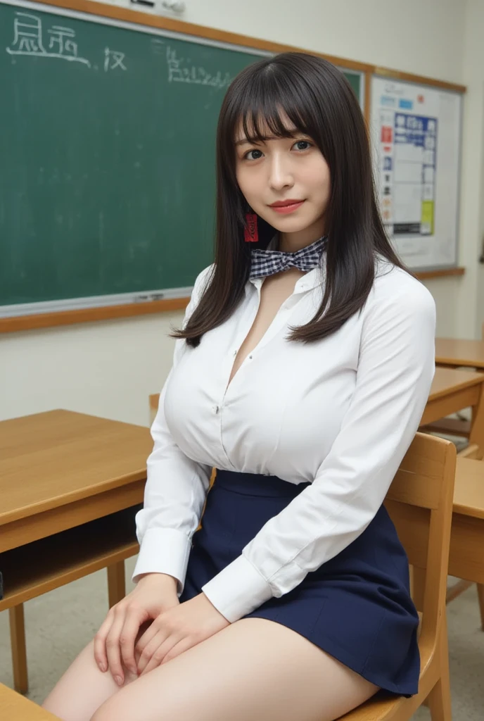 lovely idol, hair bin, (wearing tanktop dress), base foot, cleavage, big breasts, Posing for photos
BREAK
idol teacher with glasses is lecturing to the class, (Standing in front of the blackboard, hiding her breasts with (a textbook held in her hands:1.4)), 25 years old
BREAK
masterpiece, (best quality:1.2), ultra highres, (photorealistic:1.4), (extremely perfect anatomy body parts), realism, natural light, depth of fields, Detailed Background, perfect composition,highly detailed, detailed face, extremely detailed, ultra-detailed, 8K wallpaper, extremely awesome detailed, dynamic lighting, deep shadows, photorealistic, realistic face, well-groomed face,