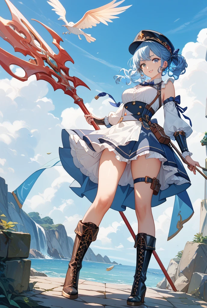 masterpiece, highest quality, One girl, florapicnic, bandana, {smile}, {{{{{gigantic breasts}}}}}, full body