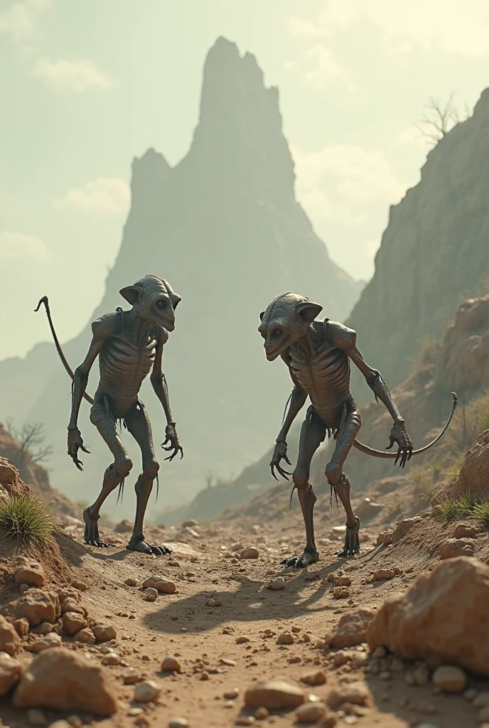 Image of two tall figures, with bright eyes and sharp teeth. On the dirt road at night They weren&#39;t human. They were vampires, PICTURE REALISTIC, high resolution, 8K 