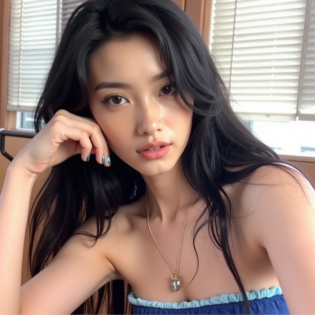 (8k, RAW photo, best quality, masterpiece:1.2), (realistic, photo-realistic:1.4), ultra-detailed, (Kpop idol),perfect detail , looking at viewer,make up, Jessica Marie Alba,
huge breast, cleavage,
Asian woman with long black hair in blue blouse, Gorgeous young Korean woman, young cute wan asian face, gorgeous chinese models, beautiful Korean women, Beautiful young Korean woman, xintong chen, Korean girl, wenfei ye, Beautiful Asian girl, cute delicate face, Chinese girl, Young Asian girl, 19-year-old girl