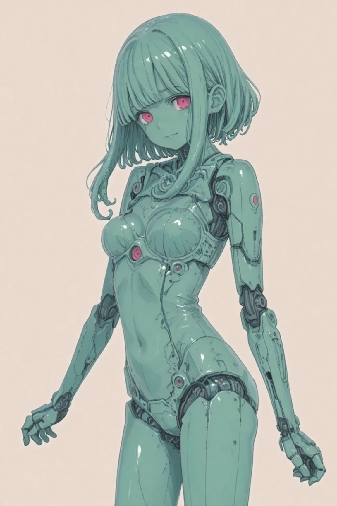 (((masterpiece))), (((best quality))), ((ultra-detailed)), (highly detailed CG illustration), ((an extremely delicate and beautiful)),(from side),cinematic light,((1mechanical girl)),solo,full body,(machine made joints:1.2),((machanical limbs)),(blood vessels connected to tubes),(mechanical vertebra attaching to back),((mechanical cervial attaching to neck)),(sitting),expressionless,(wires and cables attaching to neck:1.2),(wires and cables on head:1.2)(character focus),science fiction,white background, extreme detailed,colorful,highest detailed