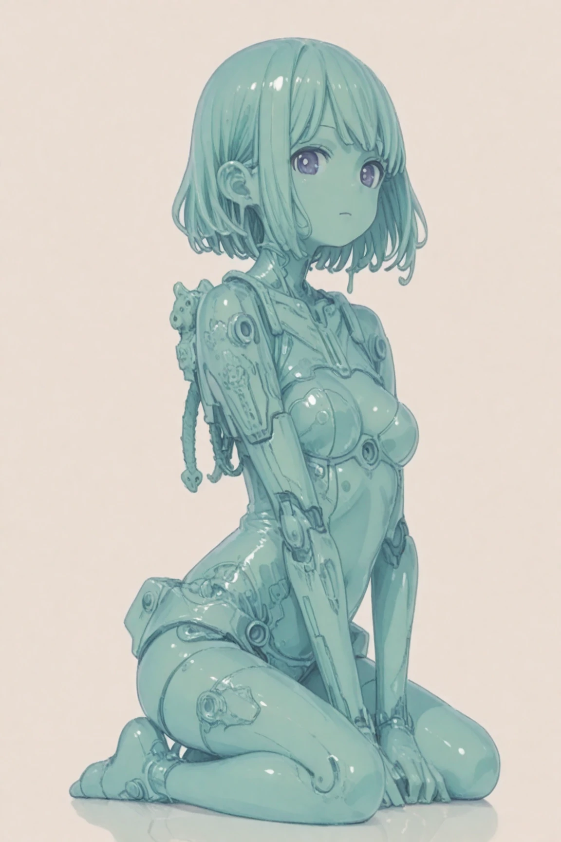 rating_explicit, score_9_up, score_8_up, score_7_up, uncensored, huge breasts, pale doll-skin, cute eerie face, child-like proportions with big boobs, big eyes, ((tiny pinprick pupils)), (((short black hair))), (shiny huge breasts), runny mascara, naked tiny young prepubescent asian creepy oppai-loli doll limply leaning against old wall, sitting limply in dusty attic corner, (sitting on butt, legs splayed out wide)), porcellain skin, red eyes, cute eerie doll face, stretched-out legs revealing tiny pussy, expressionless face, kuudere, cute bare doll-feet, (((doll-joints))), ((cracks in skin)), solo, 1girl, skinny and eerie cutie, ((dusty attic background, wooden floorboards)), (skinny legs), thin body, hands resting on skinny thighs, narrow waist