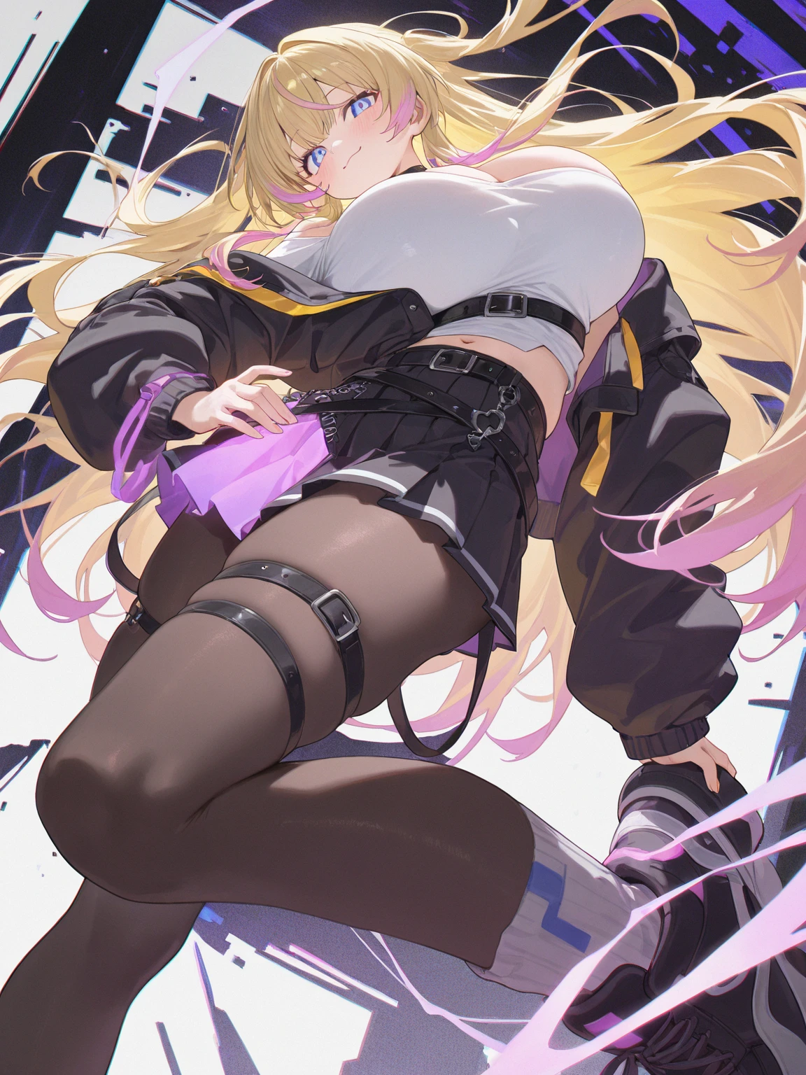 1 girl, detailed blue eyes, lange wimpern, detailed beautiful face, (very Long blonde hair:1.4), festgebunden, (arms behind back:1.6), gefesselte Arme, (blushing:1.3), (Big boobs:1.1), OTN, White OTN gag, Gag, gagged, bound knees and ankles, shibari over clothes, (black skirt, White crop top:1.4), standing in a beach night Club, many people around, tied gag, nah aufnahmen
