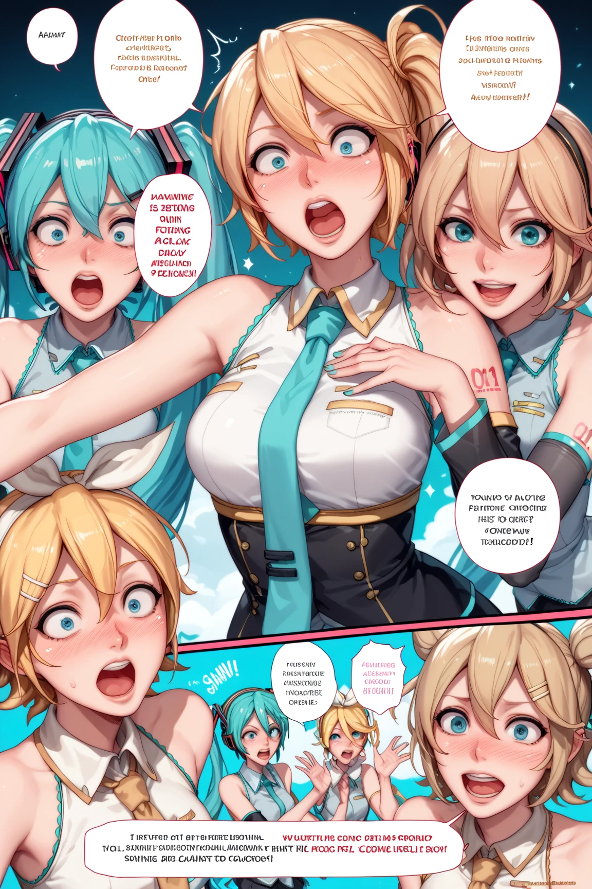 (masterpiece), maximum quality, (Colorful:1.1), (5 girls, group shot:1.4), (slim body:1.1), (huge tits:1.5), (dark skin:1.1), (muscles:1.1), blonde hair, Silver hair, Twin tails, (leaning forward:1.4), (Open your mouth, happy smile:1.1), (winc:1.4),peace sign, (stars and stripes bikini, microbikini:1.1), cowboy Shot, (Classroom:1.1), blackboards