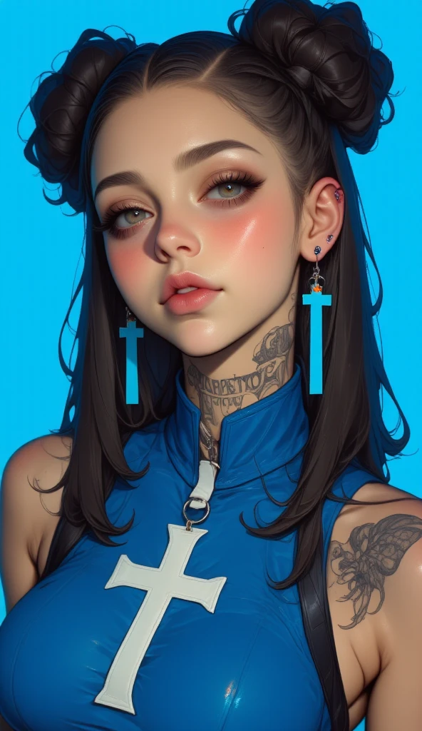 realistic, girl,flat chest,Slender,long hair,,multicolored hair, two-tone hair, split-color hair,prison, bare right shoulders, bare right breasts