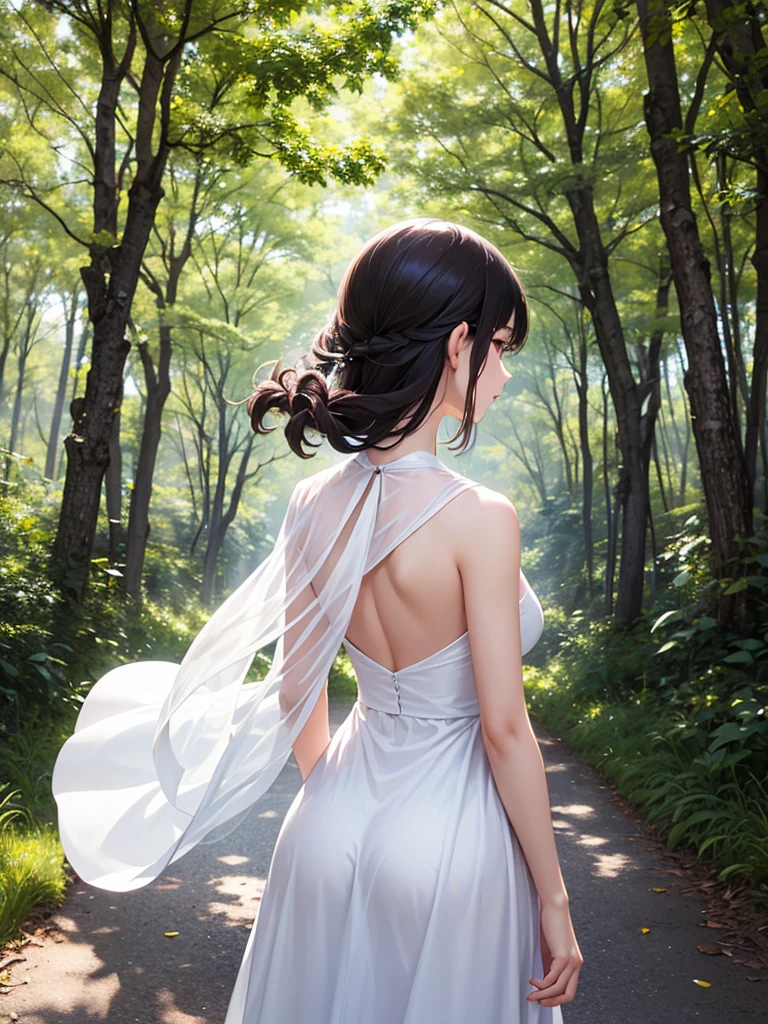 (((masterpiece))), ((highest quality)), one beautiful japanese girl,pale, (A fusion character of humans and insects: 1.5), ((fairy-like)), (Insect wings on the back)), Clothes with a lot of revealing skin, A mixture of human and exoskeleton,(in the forest:1.2),(((fly in the sky:1.5))),(tactile sense:1.5)、white lace mini dress