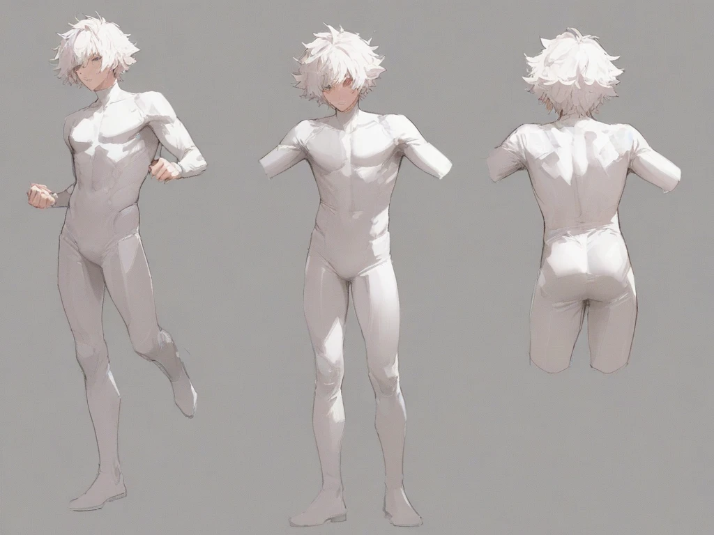 male character design sheet, short twink feminen boy, wearing , straight short hair, reserved and introspective