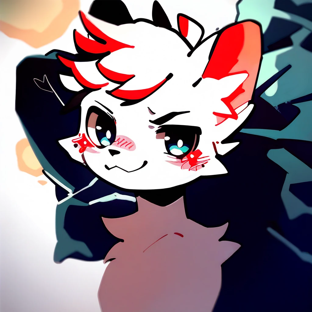 (4K,8k,best quality,meticulous details,DeliCate light,DeliCate short hair)Cat,white hair,There'a bit strange,black shorts,Big blue striped tail,Shota,Covered in scars,The neck was hung up,crazy,in a subway station,Red filter,ghost ,vine,eyes are destroyed