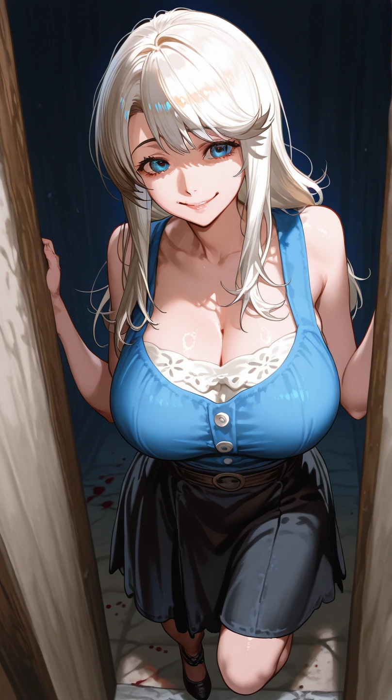 Masterpiece,Highest quality,8K,Ultra-high resolution,appropriate margins,lighting,BREAK,1 person,Very beautiful adult woman,Slim body,Very large breasts,Deep cleavage,BREAK,Golden Hair,Short braids,mascara,Red eyeliner,Light pink lip,Thick upper eyelashes,Thin eyebrows,BREAK,Light purple eyes,BREAK,Embarrassed,Shy smile,BREAK,short hair,Wearing hair in one ear,BREAK,Light white long sleeve sweater,Denim shorts,black tights,BREAK,Eyes meet