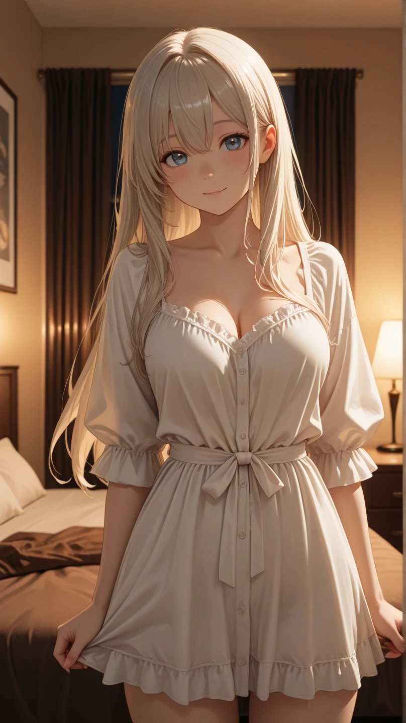 a mature girl, blonde hair
