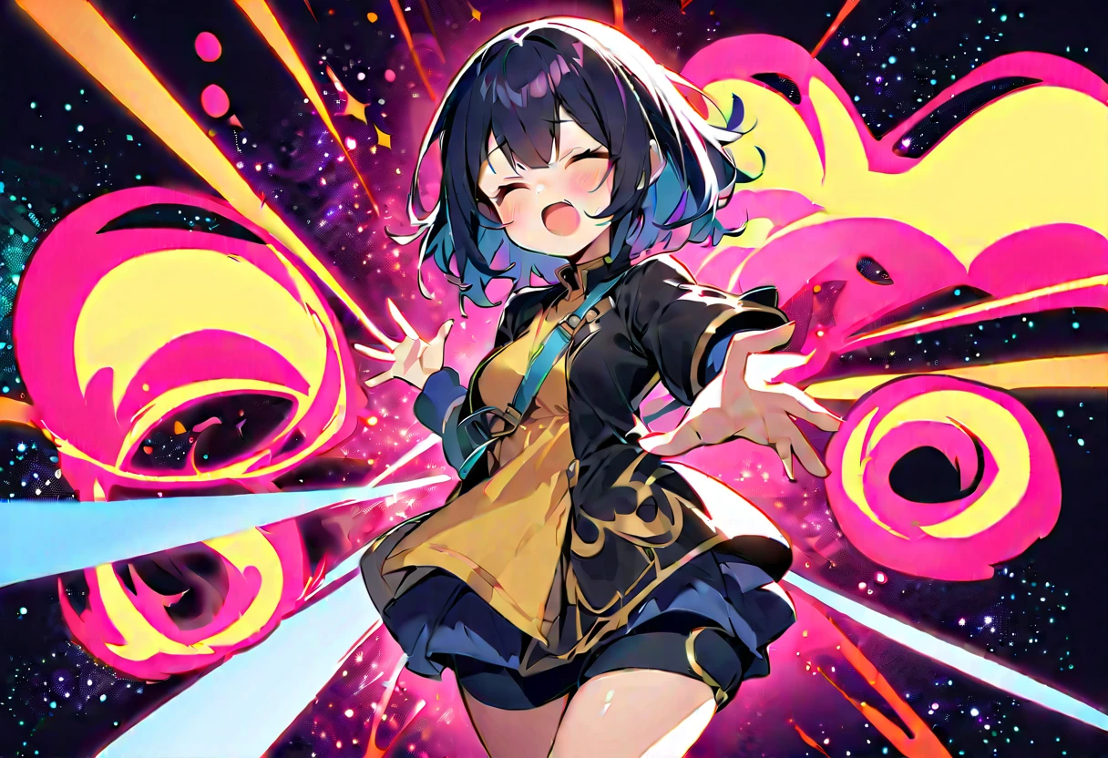 anime girl with a black dress and polka dot top in a swirling circle, high detailed official artwork, a beautiful artwork illustration, anime fantasy illustration, anime fantasy artwork, anime art nouveau cosmic display, official artwork, beautiful anime artwork, anime abstract art, decora inspired illustrations, dreamy psychedelic anime, by Yuumei, anime artwork, digital illustration radiating