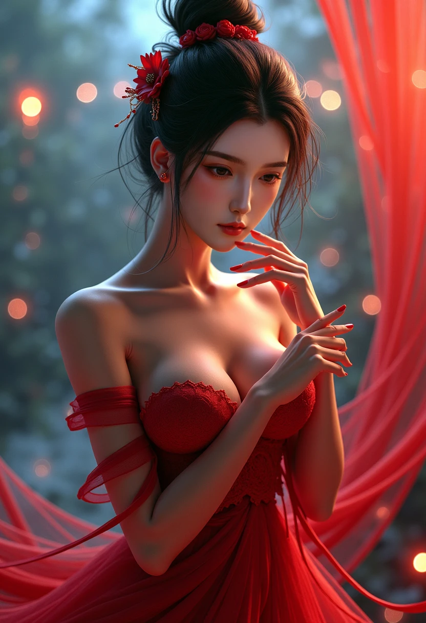 ((Masterpiece)) ((Ultra-detailed)) ((perfect art)) Azula matatabi, mommy hairtied, sexy, grabing her naked breast, hentai,