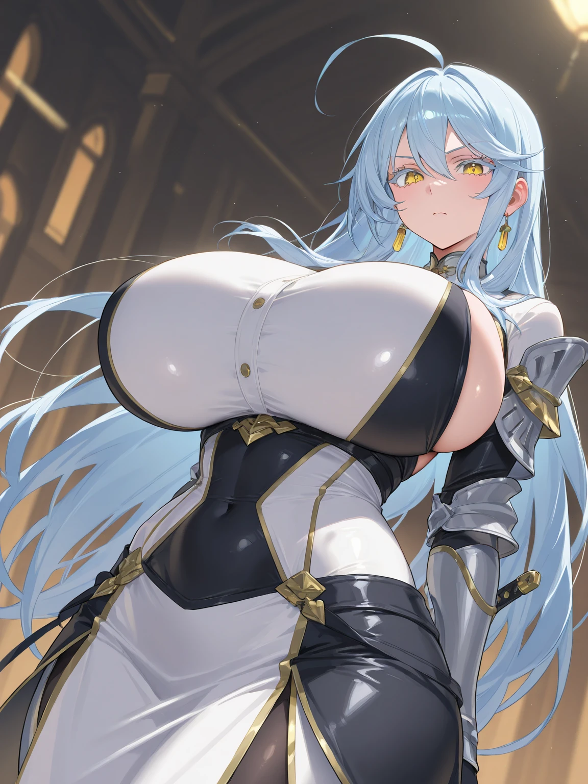 ((ultra detailed)),(ultra detailed), ultra detailed 8k CG unity wallpaper, bodysuit, posing, cowboy shots, lens flare. The girl has a plump, chubby body. Her height is about 5 feet 2 inches (157 cm), with her mother's large body. Her skin is white and smooth. In terms of facial features, he has soft and lustful facial features. She has a slim nose and naturally rosy and full lips. Her eyebrows are beautifully shaped and neatly curved, framing her eyes beautifully. She is very big and has a beautiful figure. they are big and you can see the outline of her nipples Overall, the smile (lascivious, drooling), shows her gentle nature. A sexy girl with a big and thick body is wearing a bodysuit where you can see all her curves and her hair framing her nipples. She has thick breasts and the suit is very tight and covers her entire body, you can see all her curves and body. The full body suit is very tight, you can see her whole body,slim waist, ahegao face (1:1)