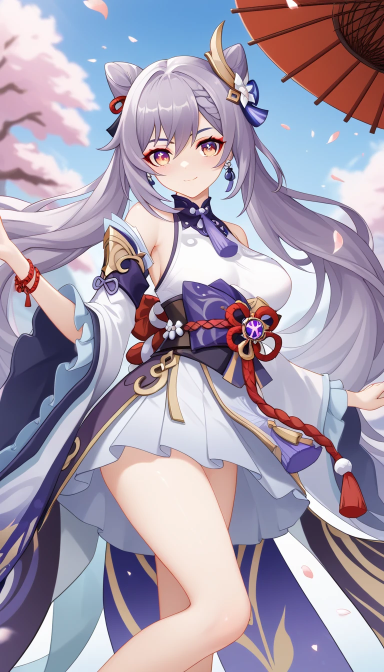 (masterpiece)、(highest quality)、((Super detailed))、(super delicate)、naughty chinese princess、Pastel colors hair、beautiful breasts、gorgeous castle、Fantastic starry sky、aurora、look up from below