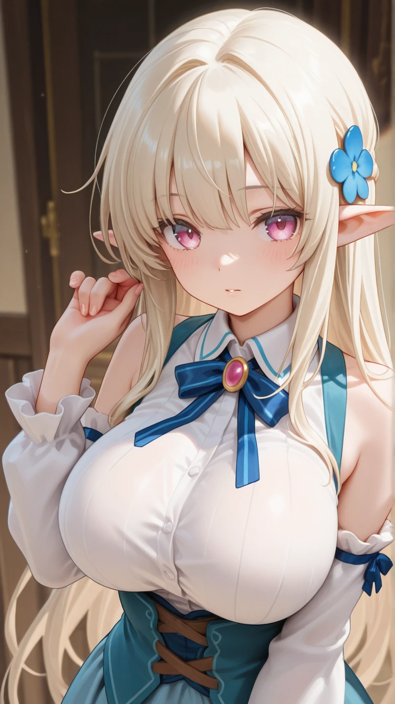 ((Masterpiece, Detailed face, Detailed eyes, detailed anatomy, Oily skin, Fine skin, White skin)), (Masterpiece, Best quality, High quality, Ultra-detailed, extremely details, High Resolution, Super realistic, ultra realistic, Strong lights, Photography, Brighten the subject, Perfect face, Cute Face), 1 adorable girl, solo, looking at viewer, pale skin, ((Huge breast)), (((Saggy breast:1.5))), looking at viewer with sweet smile, Raw photo, (8K、highest quality、masterpiece:1.2)、(Intricate details:1.4)、(Photorealistic:1.4)、Octane Rendering, Intricate 3D rendering super detailed, studio soft light, Rim Light, Vivid details, Super Detail, Realistic skin texture, Cheek gloss, details face, Very beautiful bright pale blue eyes, Very big eyes, Highly detailed CG Unity 16k wallpaper, perfect beauty, round face, Makeup, (Detailed background:1.2), Shiny skin, Full Body, looking at viewer,