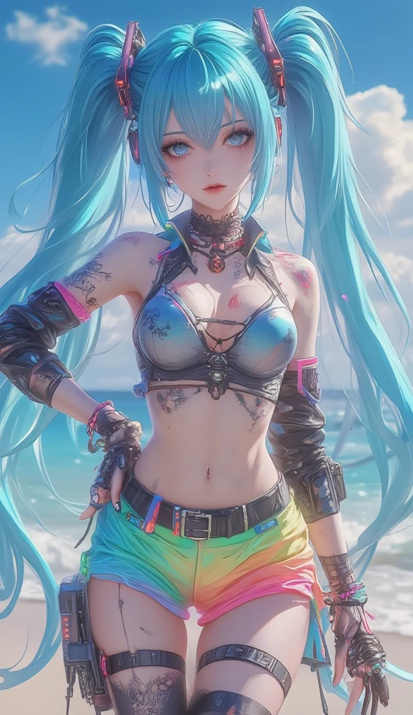 (photorealistic:1.8, highest quality:1.8,8K masterpiece:1.8,High resolution,muste piece:1.8,RAW Photos,cinematic lighting),No split screen, cyber punk、Back alley of the city at night、rain-soaked ground、vapor、
(1 android girl:1.3)、Completely ?????、full body tattoo、choker、beautiful breasticro bikini、beautiful butt,beautiful thighs,plump nipples、Nipples are visible through the costume,cameltoe,Body painting with a pop design drawn all over the body、pop art design、cutting edge fashion、conceptual art、
(Beautiful shining blue-white hair:1.5)、Impassive