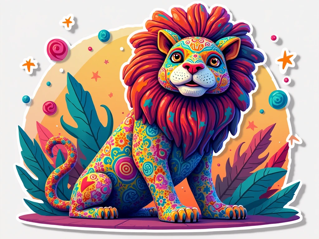 Painting pages for adults。Mandala pattern。Drawn with thick lines、Few details、No shading。It is colorfully painted。Impressive and colorful picture pages designed for adults with white background, A majestic lion depicted in a mandala style. The lions are decorated with intricate patterns, including flowers and geometric shapes., A fascinating and detailed work of art. The figure focuses on crisp, Clean lines and bold outlines, No shading or color, Allowing users to bring their own unique vibrancy to their creations. Minimalist design, Thick lines and lack of background detail, Calm your mind、Soothing, colorful and gentle drawing pages for adults seeking creative activity. figure