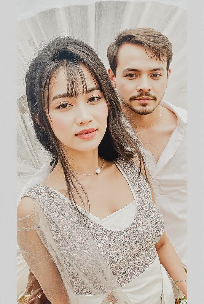they are holding hands and posing for a picture outside, lovely couple, couple, couple pose, with her long, very very low quality picture, photo taken in 2 0 2 0, very low quality, very very low quality, dang my linh, happy couple, nivanh chanthara, scandy and arender Perfect restoration, Face details, dress restoration, best quality, Rich details, masterpiece, 8k, raw