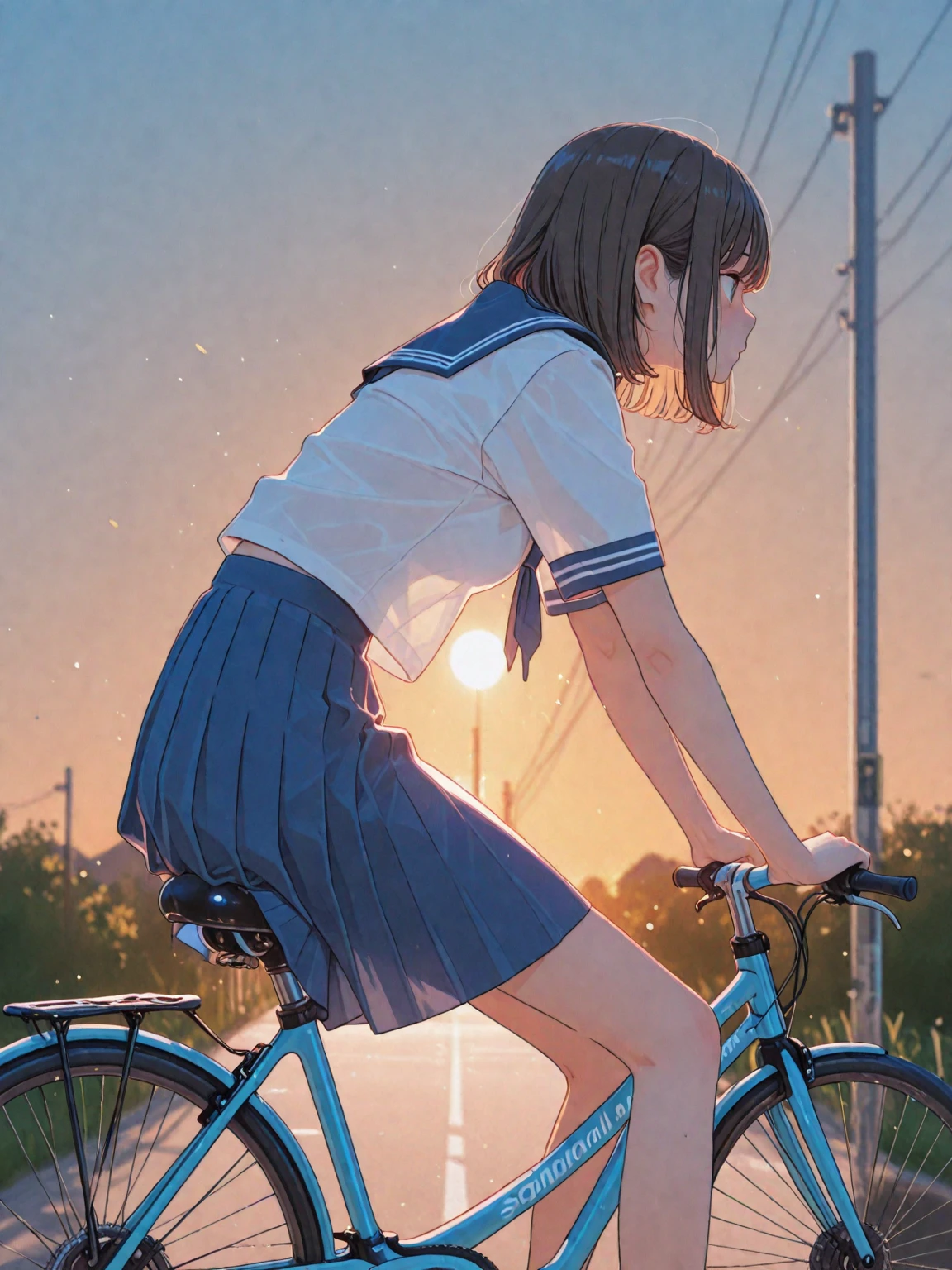 (masterpiece, highest quality:1.2), riding a bicycle,