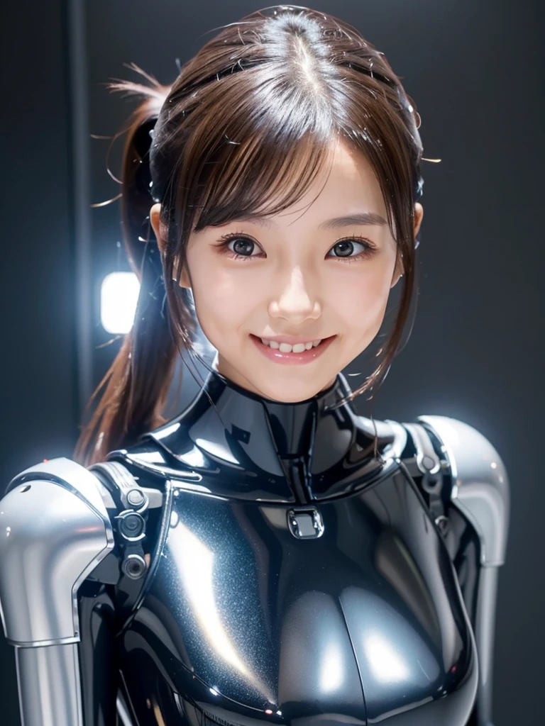 (1 girl)、highest quality、masterpiece、超A high resolution、(Photoreal:1.4)、Raw photo、1 girl、(Wearing a black Iron Man costume made of super shiny latex)、Marvel characters、long sleeve,、Iron Gloves、Portrait、Shadow、octane rendering、8K、super sharp、Metal、intricate decorative details、Japan details、very intricate details、Close-up、realistic light、(smile)、CG Society Trends、shining eyes、towards the camera、Small LED
