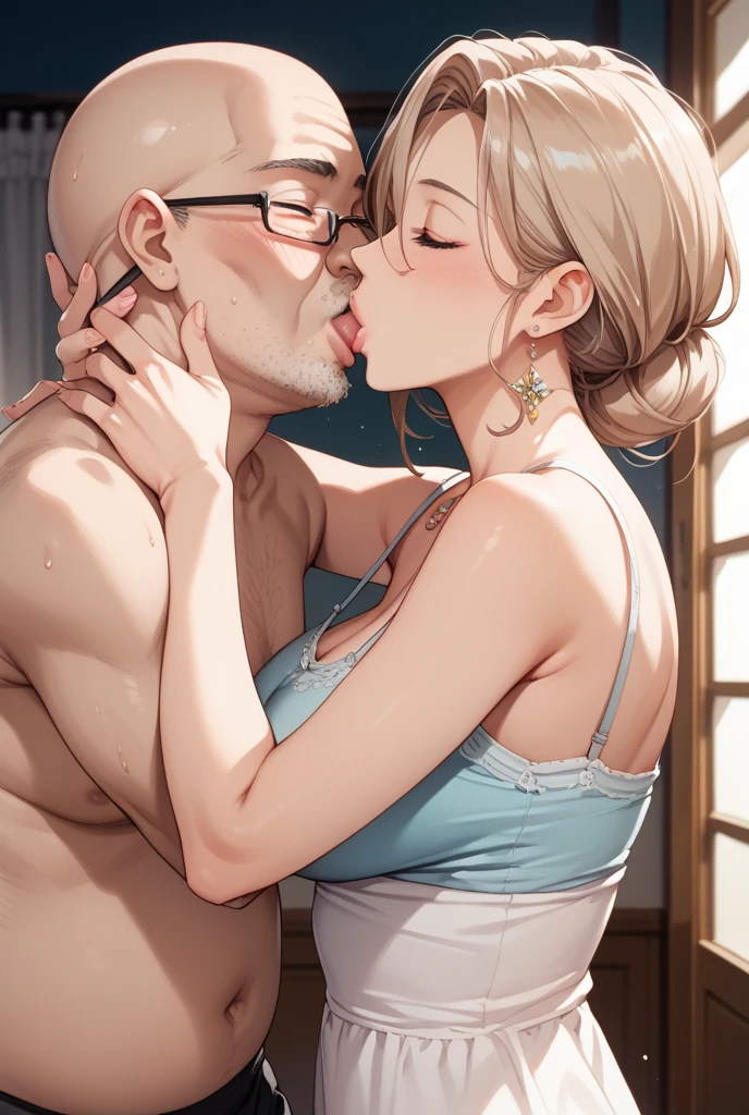 Erotic、Bedroom、Completely naked、blowjobする女性、Woman licking dick、fat、Glasses、Embarrassing、Sweat、smile、Sexy armpits blowjob Sucking dick Ejaculation!! My dick is delicious cum delicious Semen bukkake on the face Cum in the mouth