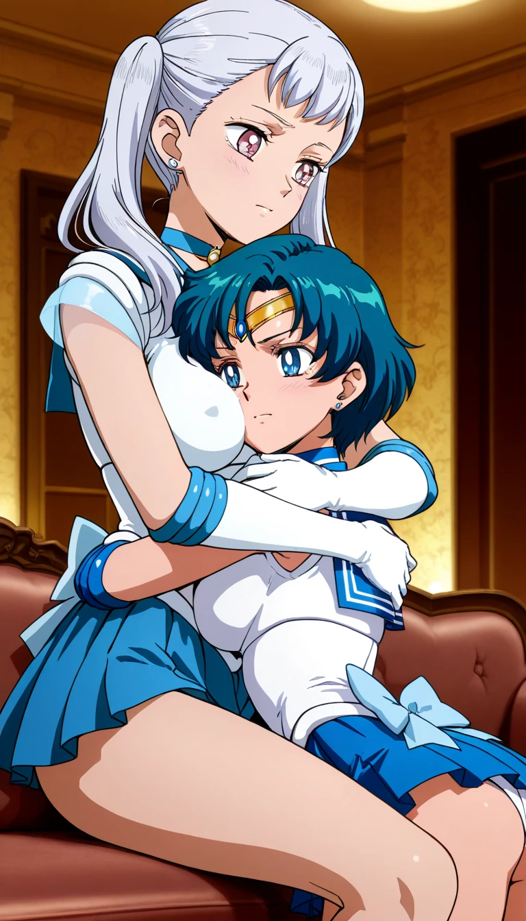 masterpiece, best quality, high resolution, tiara, blue underwear, blue sailor collar, tiara, bow, blue choker, sailor senshi uniform, (Small, short size penis:1.2), hetero, 1boy, (fellatio,blowjob,deep throat:1.3),oral, solo focus, (pov:1.2), ((CumShot, Cum in Mouth)), from side, (CreamPie:1.3),deepthroat / cum / hands on another's head / pov hands / head grab
