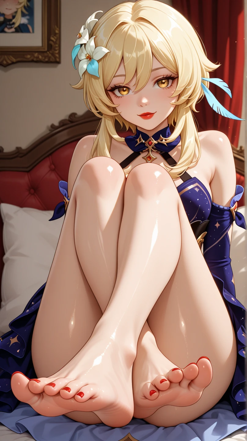 （tmasterpiece，top-quality，best qualityer，offcial art，Beauty and aesthetics：1.2），（1girll:1.5），extremy detailed，（s fractal art：1.3），rich colourful，highest details，s the perfect face，sitting on steps, hdr，（DOA：1.3）, skirt，Small top,（light stre），striking visual effects，dynamic streaks，Luminous trajectory，vivd colour，Bare legged，Small leather shoes，White cotton socks，There is lace on the socks, Perfect leg shape, ((leg ring)), Solo , Looks sweet, smile, looking ar viewer, （Lace socks：1.2）, JK, Lace, Single horsetail, hair splayed out, Cortical leg ring, Lace leg ring, almost reveal panties, Expose half of the breast, Unbuttoned to expose the breasts, A small skirt to the knee, One hand lifted the skirt to reveal part of the panties, ((no shoes)), beautiful face, nice legs, Full body appearance, One foot is reached for the camera
