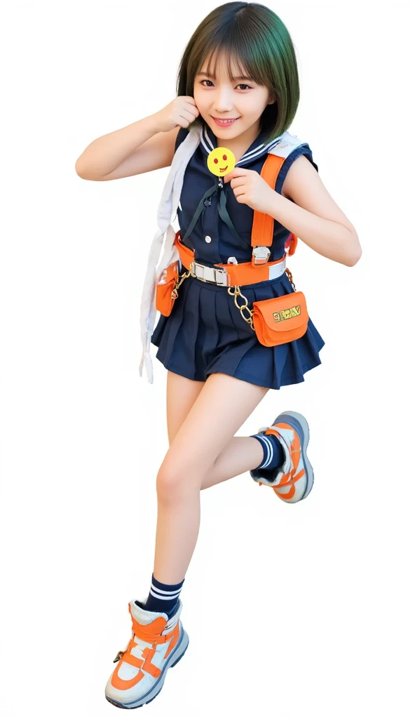 Moving girl in skirt，Skateboard in hand, tsugumi ohba, mitsumayo, as an anime character, fubuki, loli in dress, Anime Thai girl, narumi kakinouchi, rumiko, lain iwakura, itsuko azuma, aya takano color style, anime visual of a cute girl，Highly realistic，Real Human