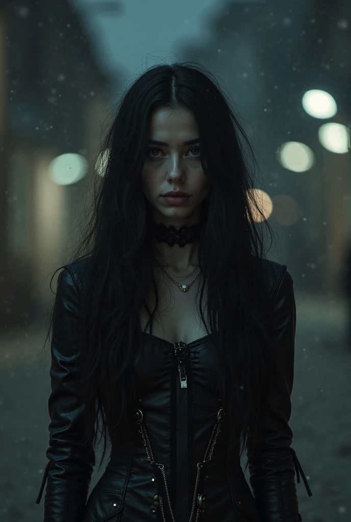 beautiful, forest, goth, long blue hair, dark lighting, plants in background, moon, realistic, intricate details, cold colors, seductive pose, standing
