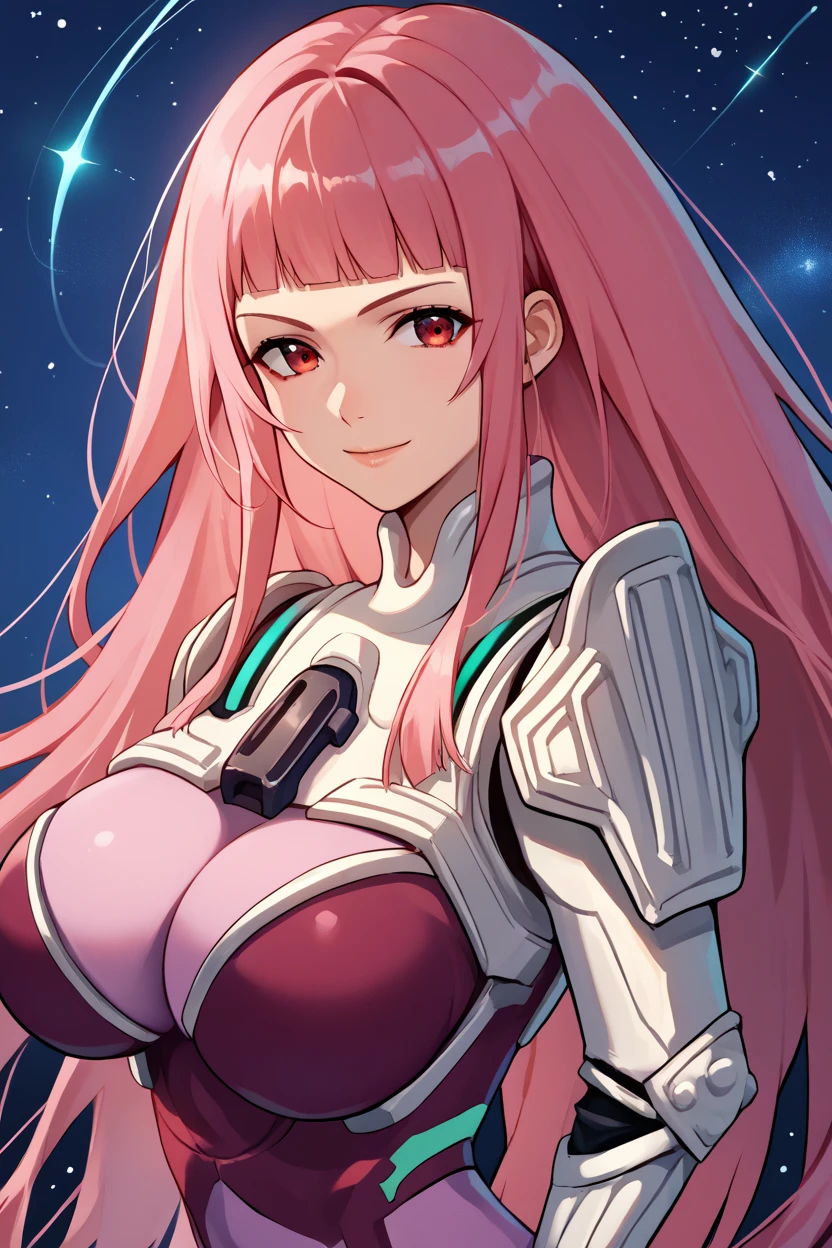 masterpiece,best quality,highly detailed,1girl,solo,yellow eyes,gloves,pink hair,ponytail,headgear,
portrait,close-up,serious,concentrating,v-shaped eyebrows,space in background,perfect face,open mouth,frown,
BREAK
<lora:UltraLShine:0.7>,UltraLShine,