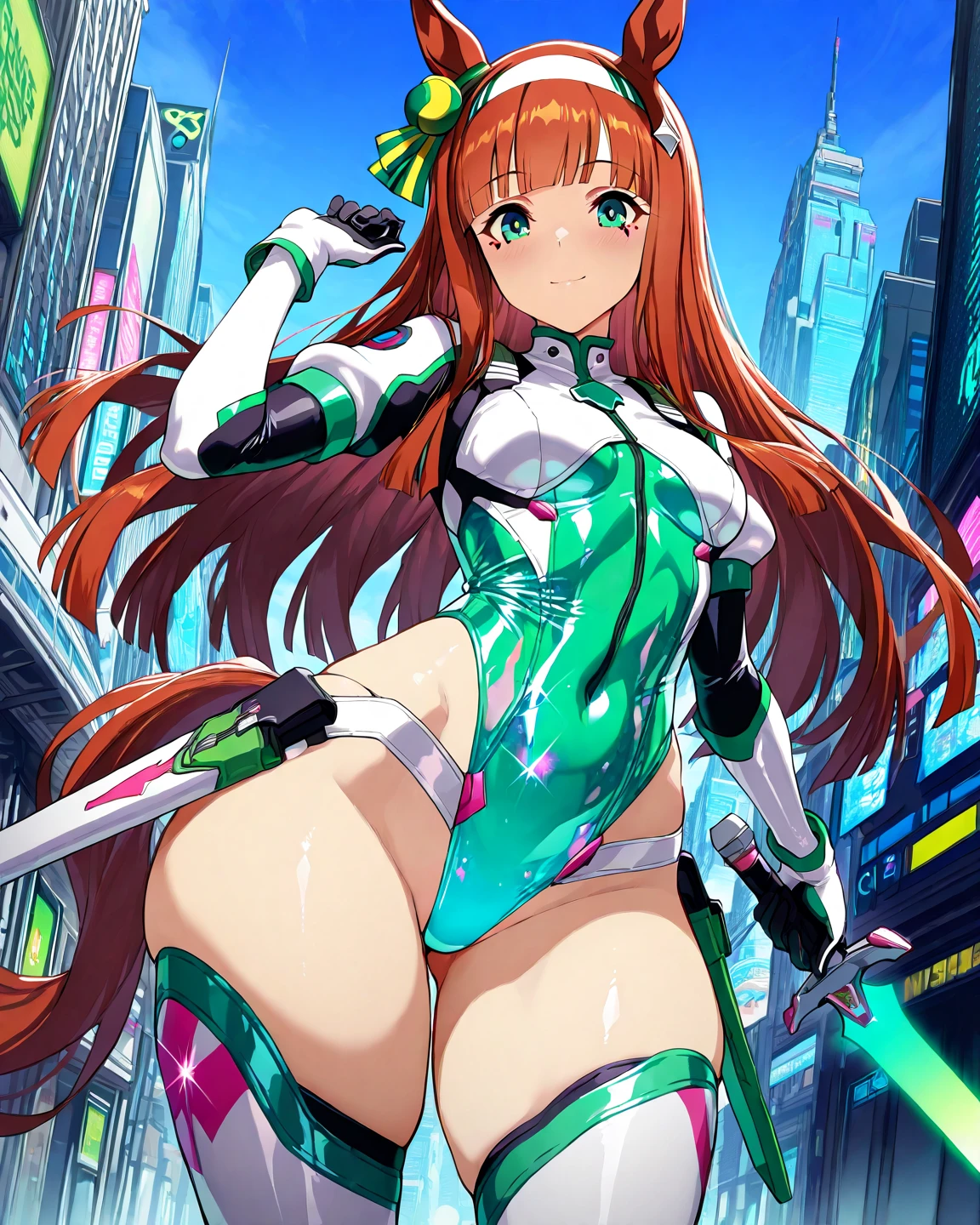 Highest quality、super high quality、16K, topless、Nipples、Sexy ass、Breast size is random、Facial expressions are random、Location is a road、 Her hair color is green.、The pose is with her butt sticking out、The distance is random、Angle from below、Small face、Very delicate facial expressions、Delicate eye depiction、Highly detailed hair、Erotic、18-year-old female、Glowing Skin、Soft Skin、Lower Body、The only sexy Japanese woman、Race queen outfit random、Butt crack、Focus on the buttocks