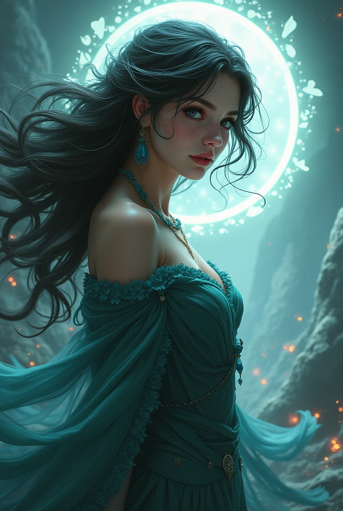 In twilight hues, a seductress emerges, a bewitching presence amidst haunted surges. Her beauty, a sultry glow in radiant light, a seduction in the darkness of the night. Her eyes, a tempting sparkle like stars above, celestial allure, an invitation to love. Lips that curve with a provocative smile, a temptation, a solace from the ghastly mile. Hair flowing in a cascade, a golden stream, a river of allure, a sensuous dream. Skin that glows with a luminous sheen, a light that seduces, banishing shadows keen. Her form sways in a provocative dance, an enchanting beauty, a seductive trance. Voice that whispers, a sultry breeze, a melody of passion, a symphony that teases. In her presence, spirits surrender and fade, a seduction that conquers, a love charade. Ghosts in hasty retreat from her power, a goddess reigning, a beauty to devour. Laughter rings with a seductive sound, a melody echoing, joy profound. Her touch, a healer, a caress, solace from the haunted's deep distress. Let her shine, let her seduction prevail, a beacon in darkness, a love that won't fail. In her radiance, fear subsides, a goddess of seduction, beauty that abides.