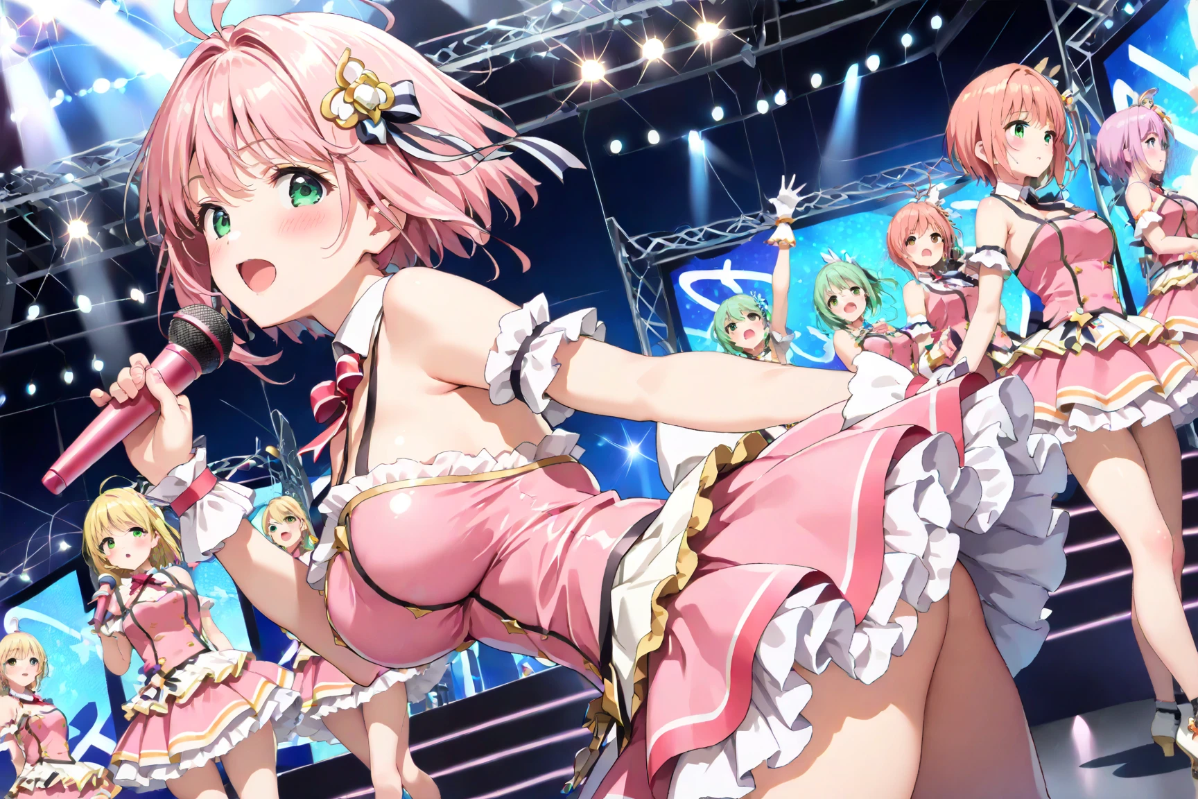 One Girl、On stage、Live Performance Venues、naked、Used condom skirt、stand、Give birth to a centipede、Nightclub、A swarm of insects behind