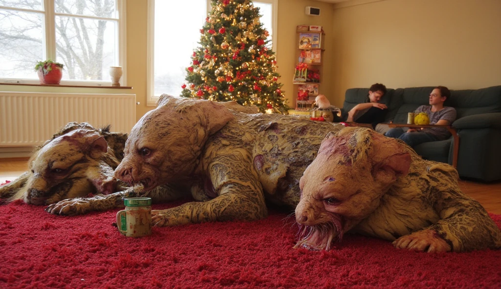 ((((solo, realistic, photorealistic, photo, photography, 8k uhd, ultra-detailed, feral, huge tapering , urine, huge anal o, PO, hyper realistic, ultra detailed image of a terrordog, fat, feral, thick thighs, sexy thighs, s, shaded, intricate, realistic, detailed background, dark skin, (saliva:0.8), monster, claws, (short tail:0.8), ((((hands on breast, excessivetion, huge tapering penis, anatomically corpenis, panting, aroused, uriot, urine on body, lying back, penisbiggerthanbody, huge belly iion)))), estrus. multi breast, multi nipple, hyats, thick niplong nipples