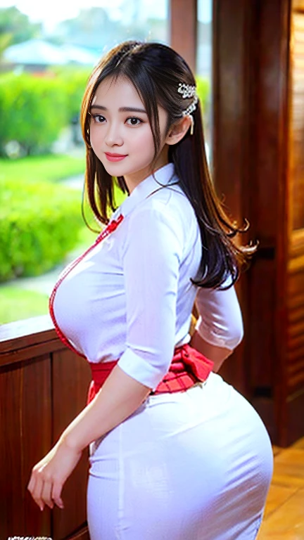 ((highest quality)), ((masterpiece)), (get used to it), perfect face, fox girl, Beautiful woman, public, A tail is growing, she has a fluffy tail, she has a fox tail, she wags her tail, smile, first round, She is wearing a nurse uniform, beautiful hips, big breasts , big tail