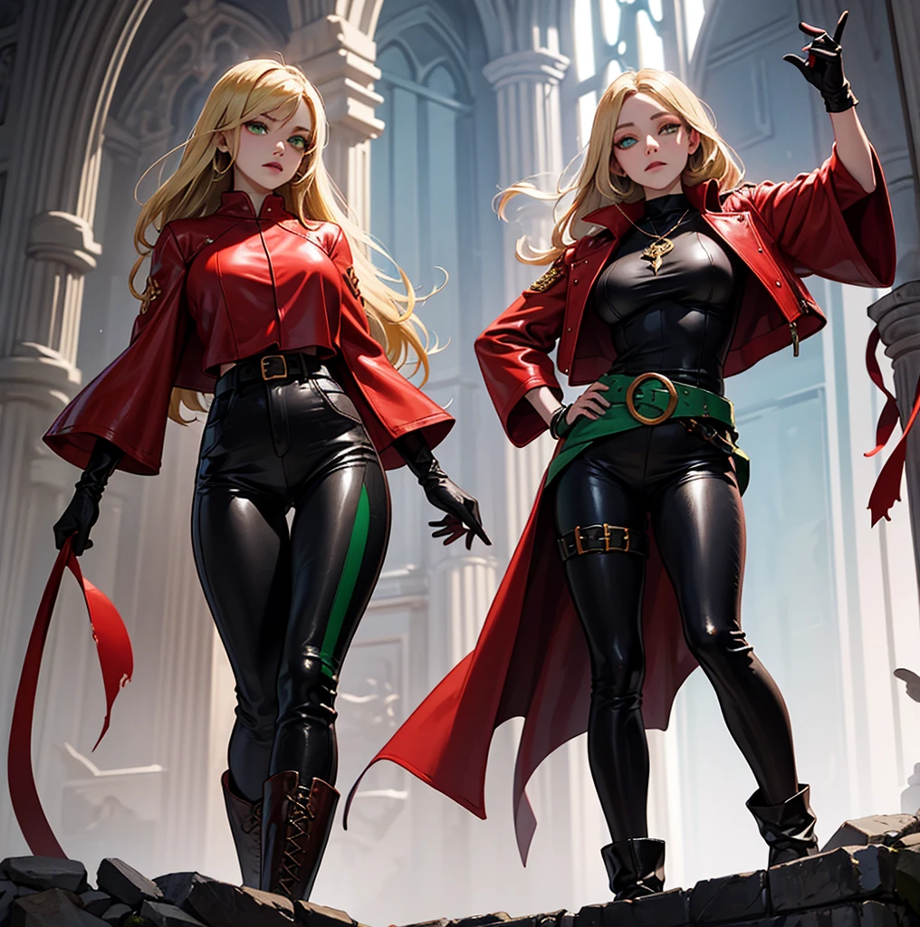 black and red clothes, evil sitama, a punch man, red gloves, red cape, black blouse, black pants, black boots, full of blood, red eyes, evil, evil saitama one punch man