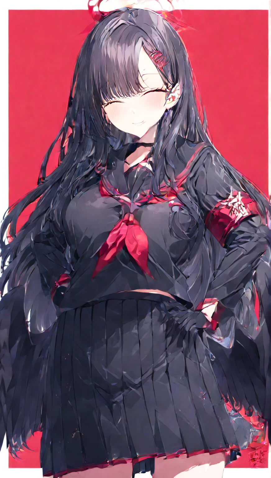1 girl、Detailed facial details,Cat ear,Black long hair,red lips,Slim,Pure white shirt,Student Clothing,Large Breasts,Charming red eyes,,handcuffs,collar,Radiant Skin,campus,forest