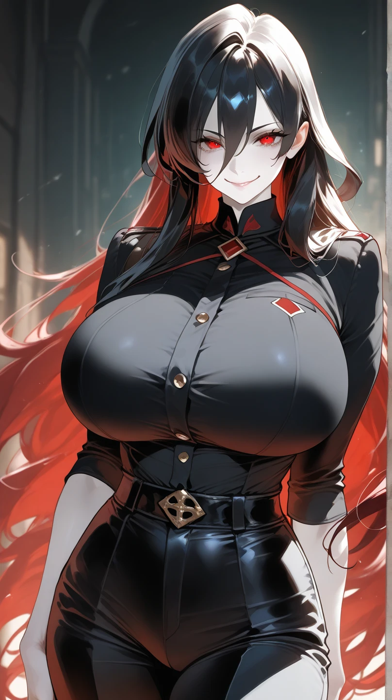25-year-old wife,Crimson hair,side braid,Smile,Large Breasts,cleavage,Sheer red sleeveless top,Leave space in the middle to reveal cleavage,Soaked all over,Blushing,green eyes,Female spy,Red miniskirt,White gloves,White hand sleeves,White boots,Science fiction,Future,robot driver,There is a pistol on the back belt,No bangs,Wearing earrings only on one side,leather neck brace,There is a belt around the waist,Battleship Kanaiuchi