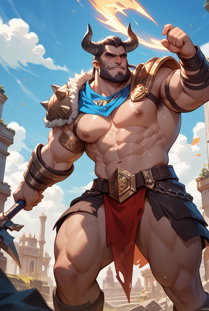 burly virile hairy elf, in a suit of armor, a himbo muscle daddy, middle-aged dilf, hirsute, overmuscular and musclebound, bulging veiny muscles, a warrior's build, a bodybuilder's physique, long bushy and a thick mustache, a square jaw, handsome and dreamy, rugged and manly, grey hair, a gladiator in the arena