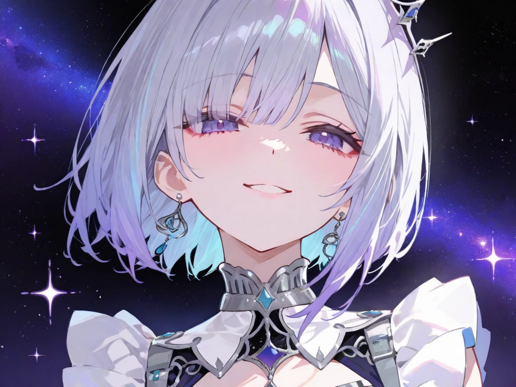 best quality, 32k, RAW photo, incredibly absurdres, extremely detailed, delicate texture, beautiful lady, (close one eye:1.1), (out your tongue:1.3), happy, shy, smile, iridescent platinum blonde messy pixie cut hair, face focus