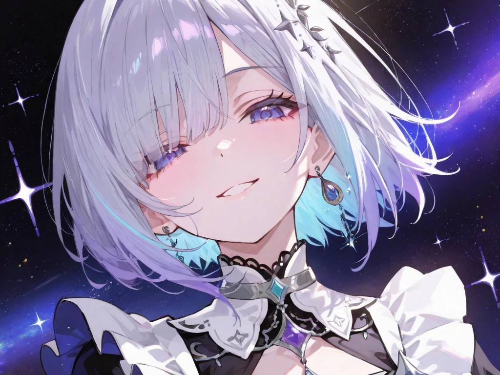年轻, long white hair, Heterochromia, (Blue left eye, Right eye purple), White cat ears, Turquoise Top, Open chest, Tattoos, Smile, masutepiece, High quality,Happy halloween,Halloween Costume,pumpkin