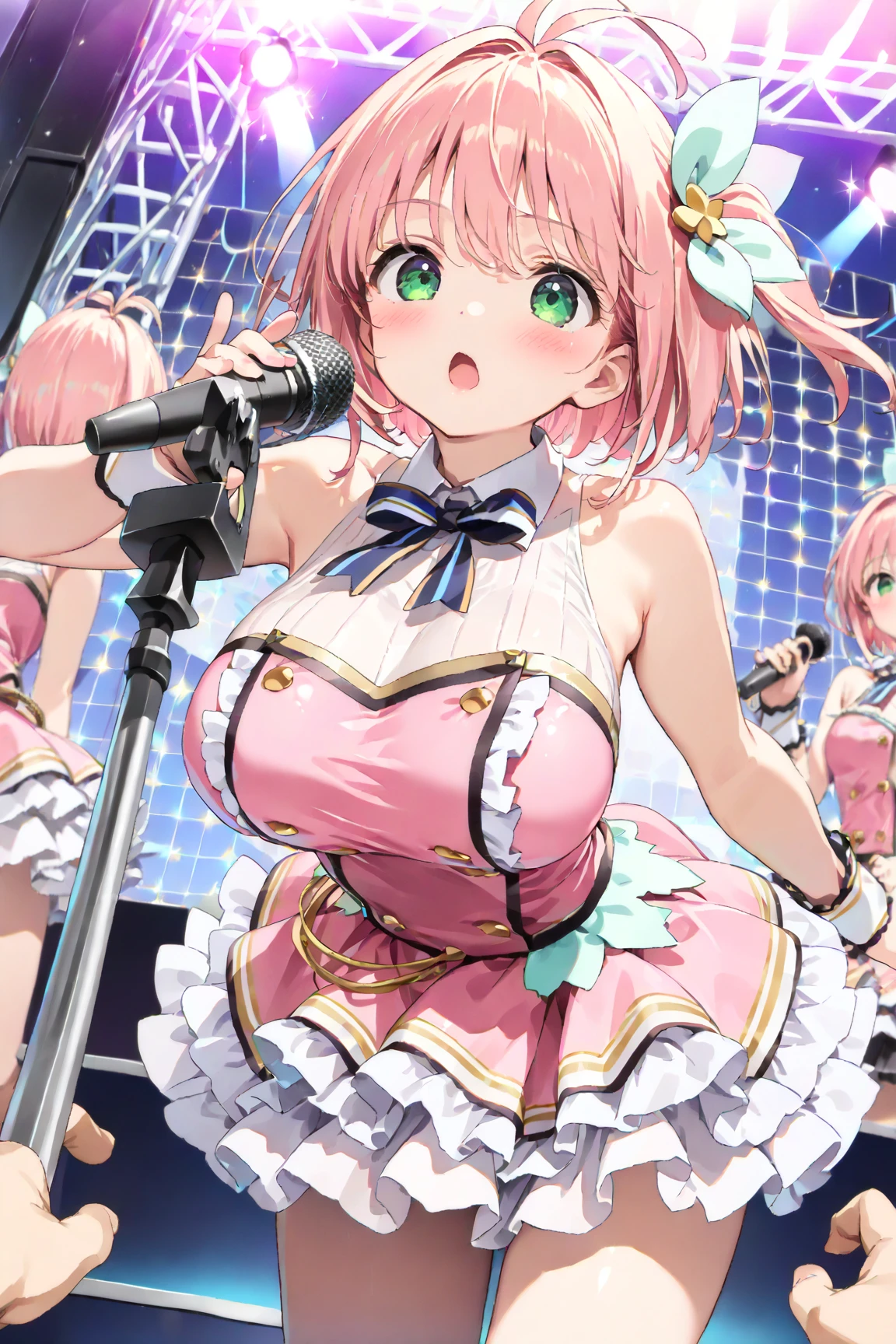 (((masterpiece、Highest quality)))、Idol Concert、Concert Stage、More than 3 girls、(Revealing outfits:1.3、Exposing the breasts:1.3、Full nudity:1.3、Pussy:1.3)
