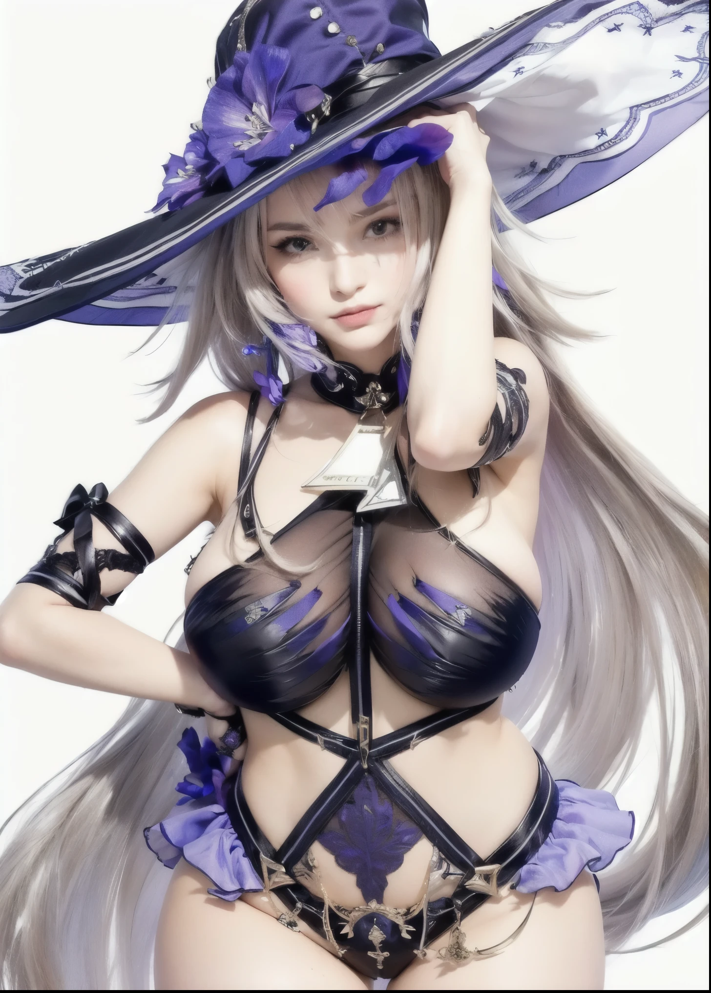 witch with big breasts sexy pose micro bikini lace lingerie