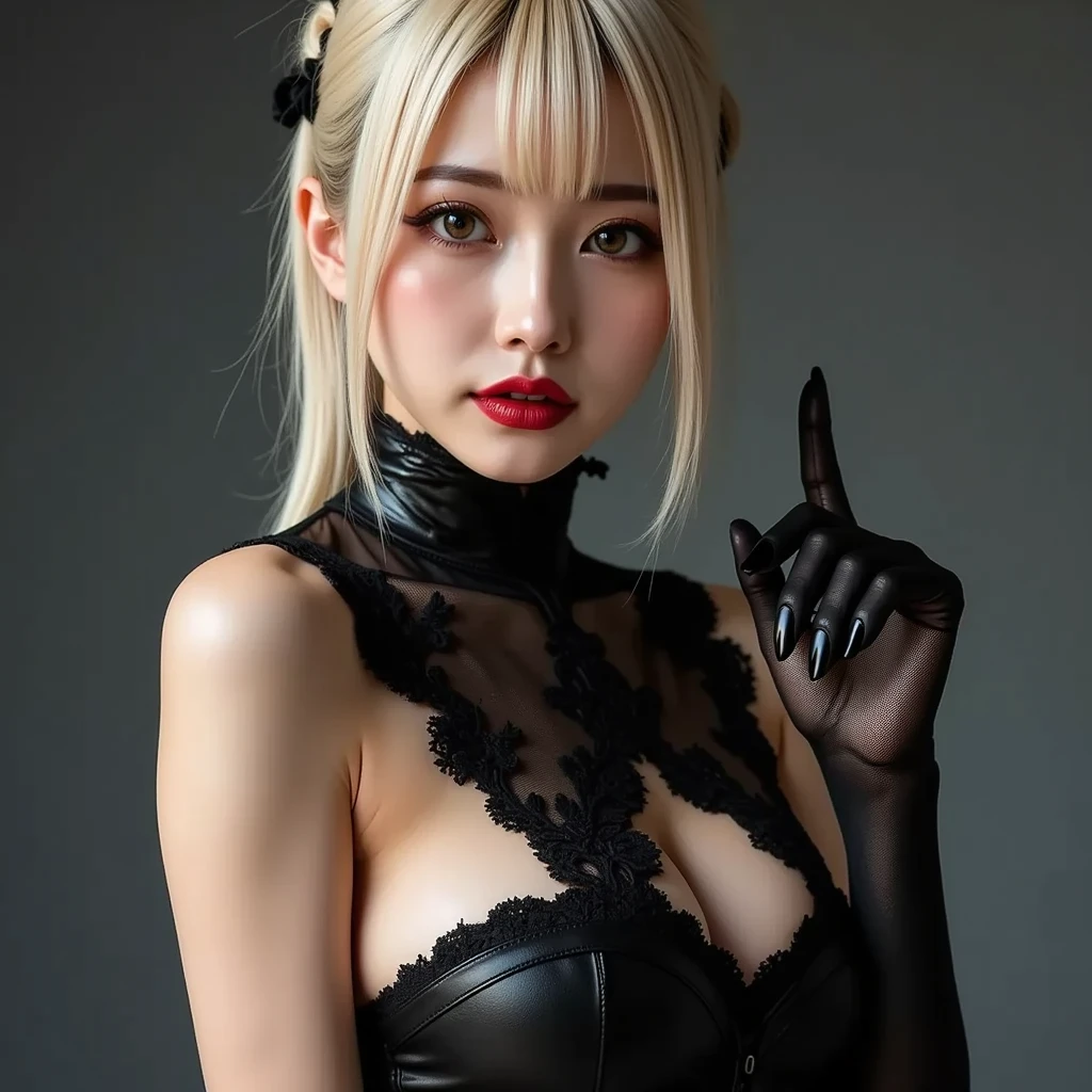 Photography Awards, Masterpiece, realistic, high resolution, soft light, woman \\(Genshin เอฟเฟกต์\\) , long hair, womanที่เป็นผู้ใหญ่, decorate, black gloves, Grooming, set, blonde hair, long hair,Close your eyes, blue eyes,set,Grooming, chest, bare shoulders, navel, rift