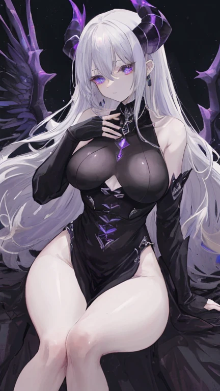 One girl, A MILF,(Best Quality),Super delicate,hight resolution, ((pale skin)))), (Huge breasts)), Colossal tits,Gray hair, Ultra detailed skin, High resolution, super detailed,((Vulgar)), Afterglow,(Dark Persona),Smirk,Full body,Torn Micro Bikini,Diabolical,black tattoo,(Devil Costume),