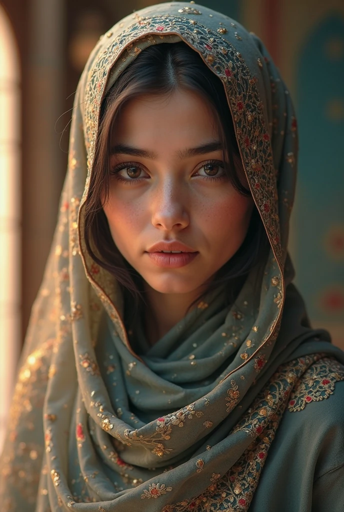 A beautiful indian  Muslim  girl  she has beautiful eyes she looks pretty with hijab