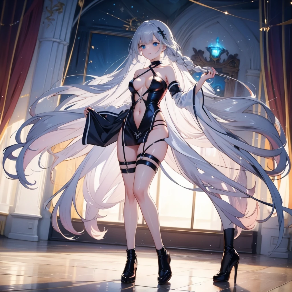 one woman, wolf ears, wolf tail, leather, sexy, masterpiece, good hands, good fingers, good legs, good feet, good eyes, long hair,