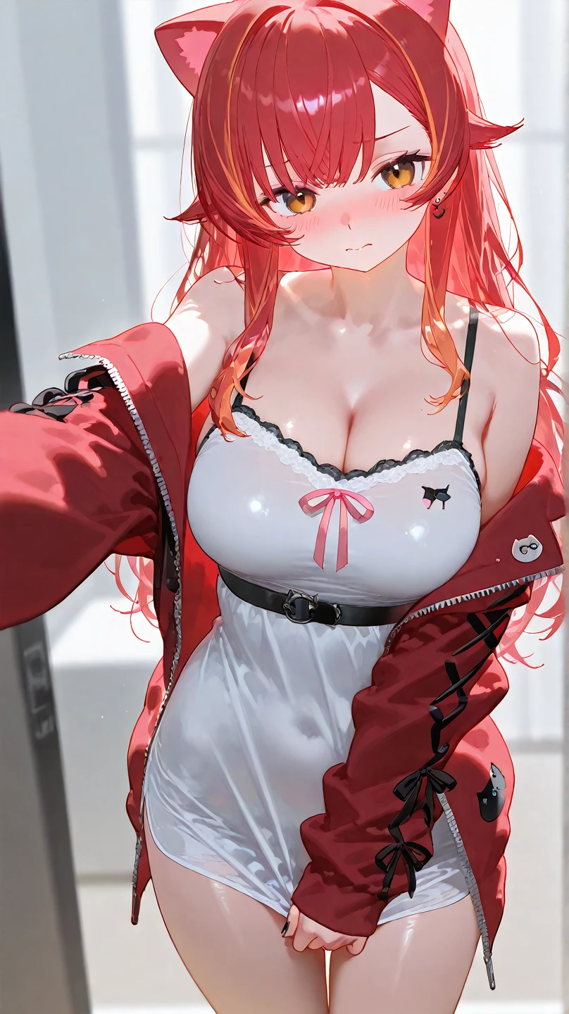 {{{{masterpiece, realistic, extremely detailed, intricate details, sharp focus, 8K, highres, depth of field, absurdres, high quality facial shadowing, dynamic shadowing, cinematic lighting, perfect lighting}}}}, best quality, asian qualities, {facing viewer}, {front view}, {hands behind back}, {solo}, beautiful young girl, {{{extremely detailed girl, perfect anatomy, perfect body, {glowing skin}}}}, {{{beautiful-detailed vibrant ruby red angle halo}}}, {{{beautiful-detailed luscious hip-length vibrant dark brown to ruby red hair}}}, {{{luscious multi-layered hair}}}, {beautiful-detailed facial structure}, {detailed beautiful face}, {detailed face:1.33}, {{cute face}}, {{sexy face}}, {{beautiful-detailed eyes}}, big eyes, {{{{detailed glowing ruby red eyes}}}}, {{{{high-detailed sharp clear unclouded vibrant white eye pupils}}}}, {{{{vibrant eye colors}}}}, {{detailed small boobs}}, {{breast apart}}, {{slim arms}}, {{{{beautiful-detailed fingers}}}}, {{slim waist}}, {{slim legs}}, {detailed facial expressions}, {{visible blushing}}, {{tsundere}}, {{flustered expression}} {{slightly opened mouth}}, fashion, dating outfit, {{{beautiful-detailed dark-brown beret}}}, {{vibrant-colored scarf}}, {{{beautiful-detailed blood red scarf}}}, {{{beautiful-detailed brown knitted cashmere sweater}}}, {{{{beautiful-detailed white knee-warmer socks}}}}, {{{detailed dark-brown fluffy boots}}}, {{sitting on a bench next to a window on a snowy evening}}, {{{enhanced background}}}, {{moonlight shining through the window on a cold dark night}}